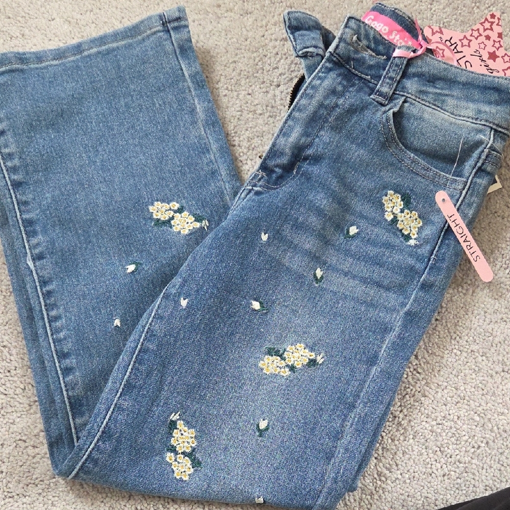 Charming Blue Floral Kids Jeans